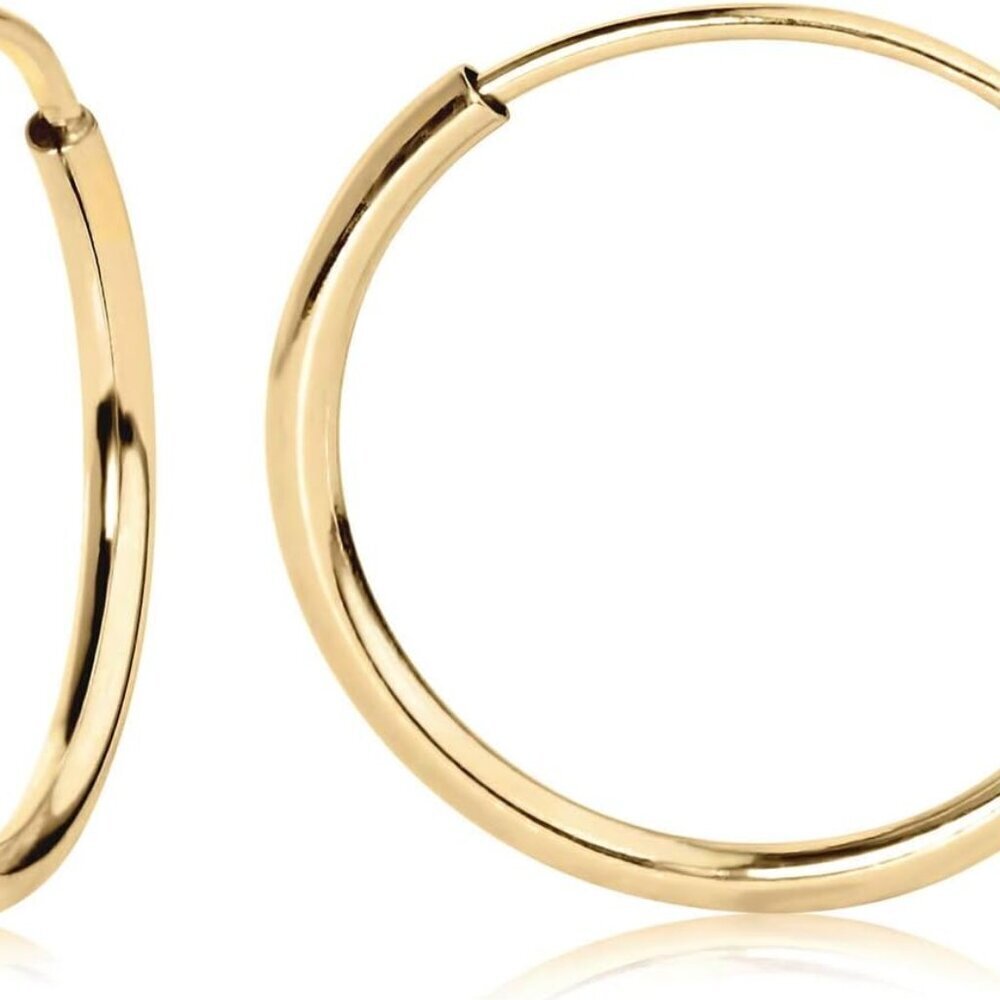 14K Gold Hoop Earrings Lightweight Unisex 10-20mm Nickel-Free Perfect for Pierci